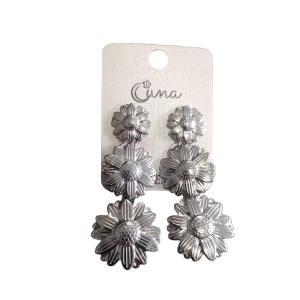 Pendientes Largos Margaritas Plateado. Gema Medina