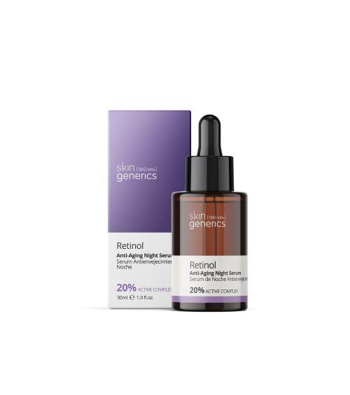Sérum de noche Antienvejecimiento Retinol 20% 30ml. Skin Generics