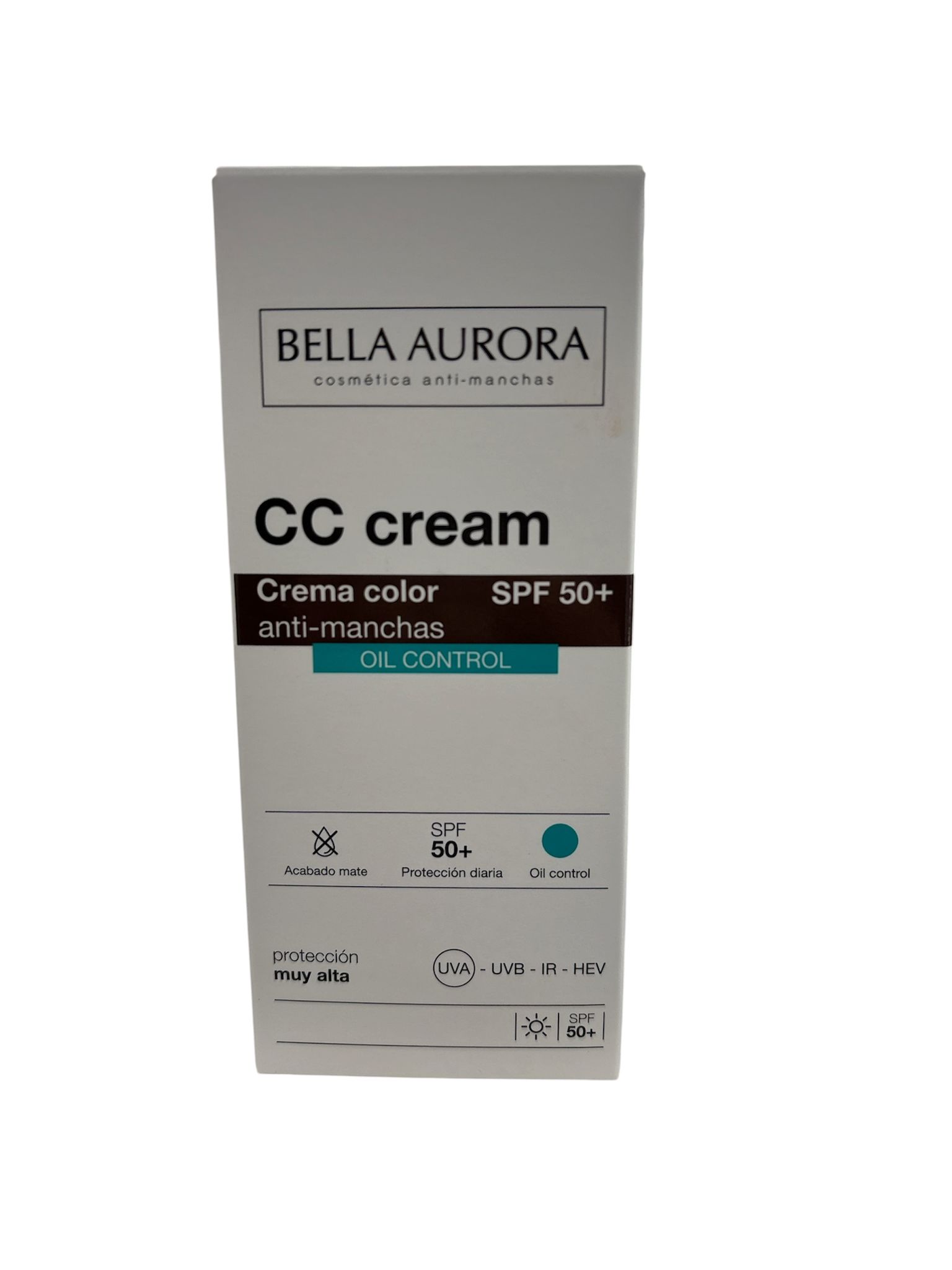 CC Cream Crema Color Antimanchas Oil Control SPF50+ 30ml. Bella Aurora