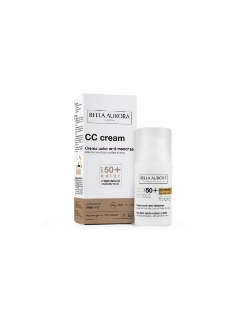 CC Cream Crema Color Antimanchas Tono natural SPF50+30ml. Bella Aurora